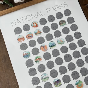 National Park Bucket List Poster | Adventure Scratch Off Map | Graduation Gift | Dorm Room Decor | Unique Traveler Gift | Gift Ideas for Mom