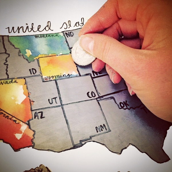 Places I've been- Original Scratch off map of the United States