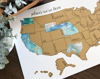 US Scratch Off Map | Places I've Been Map | Travel Gift | Baby Shower Gift | Adventure Map | Mother's Day Gift Ideas | Travel Nursery Gift