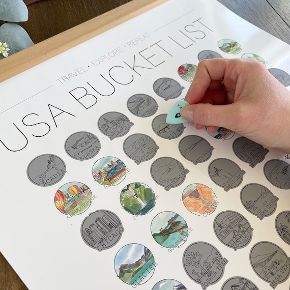USA Bucket List Scratch Off | Scratch Off Print | Family Travel Gift | Gift for the Globetrotter | Gift idea for families | Fathers Day Gift