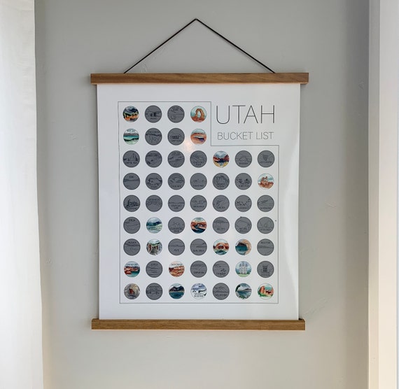 Utah Scratch Off Poster | Utah Bucket List Poster | Map of Utah | Travel Gift for Utahn | Graduation Gift Utah | Utah Father's Day Gift