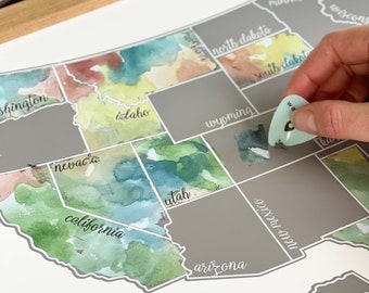 Watercolor US Travel Scratch Off Map | Adventure Gift for Travelers