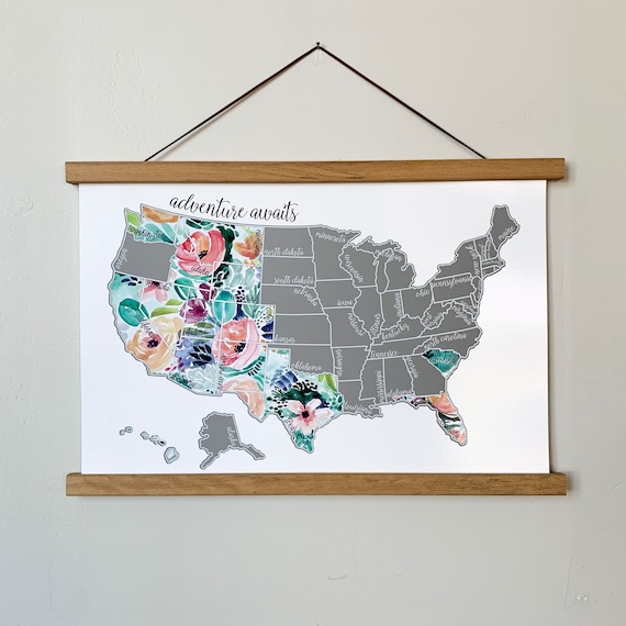 Floral Scratch Off Map | Track your Travels | Wedding Gift | Bridal Shower Gift | Unique Travel Gift | Gift Idea for Mom | Graduation Gift