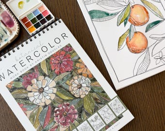 Floral Watercolor Workbook | Learn to Paint | Gift for Artists | Botanical Watercolor Kit | Christmas Gift for Art Lover