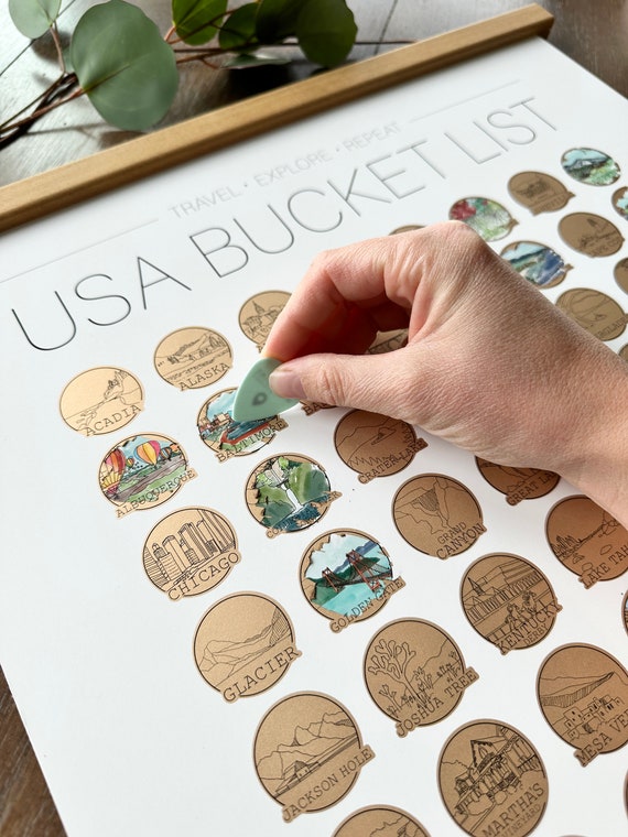 USA Bucket List Scratch Off | Scratch Off Print | Family Travel Gift | Couples Wedding Gift | Gift idea for Dad | Globetrotter Gift Guide