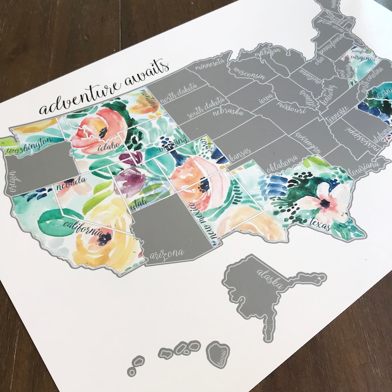 Easter Gift for Kids Floral Scratch Off Map Track your Travels Wedding Gift for Her Bridal Shower Gift Unique Travel Gift adventure awaits