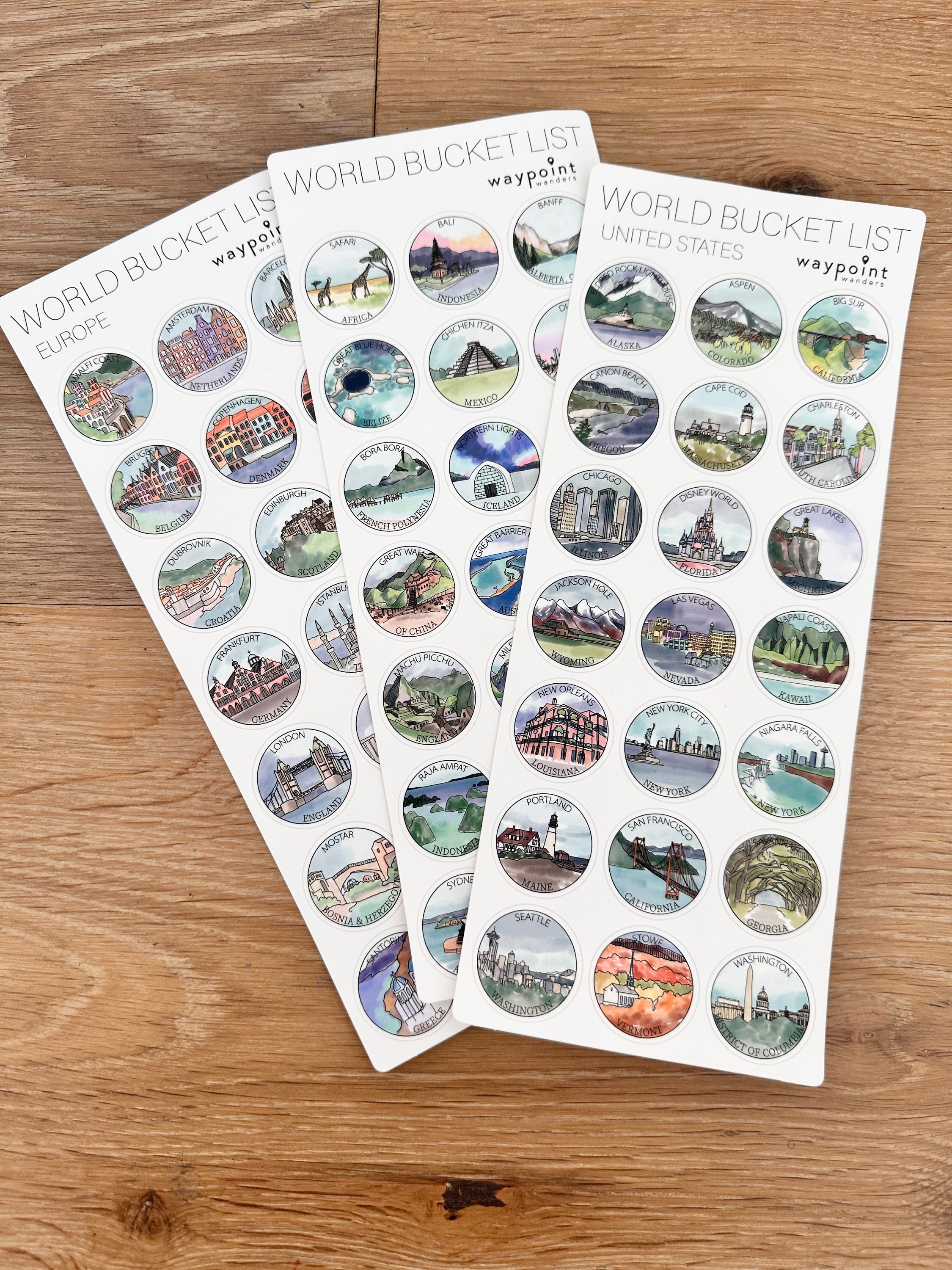 World Travel Bucket List Stickers - Vinyl Water Bottle Decals - Etsy
