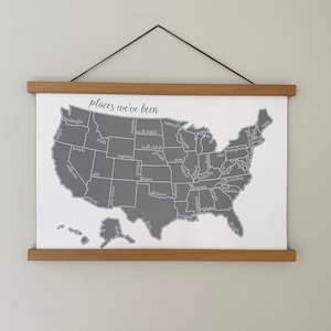 Framed Modern Scratch Off Map | US Map Poster | Travel Map | Couples Wedding Gift | Mother's Day Gift | Teacher Gift | Graduation Gift