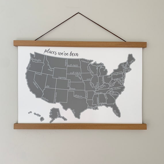 Framed Modern Scratch Off Map | US Map Poster | Travel Map | Couples Wedding Gift | Father's Day Gift | Teacher Gift | Graduation Gift