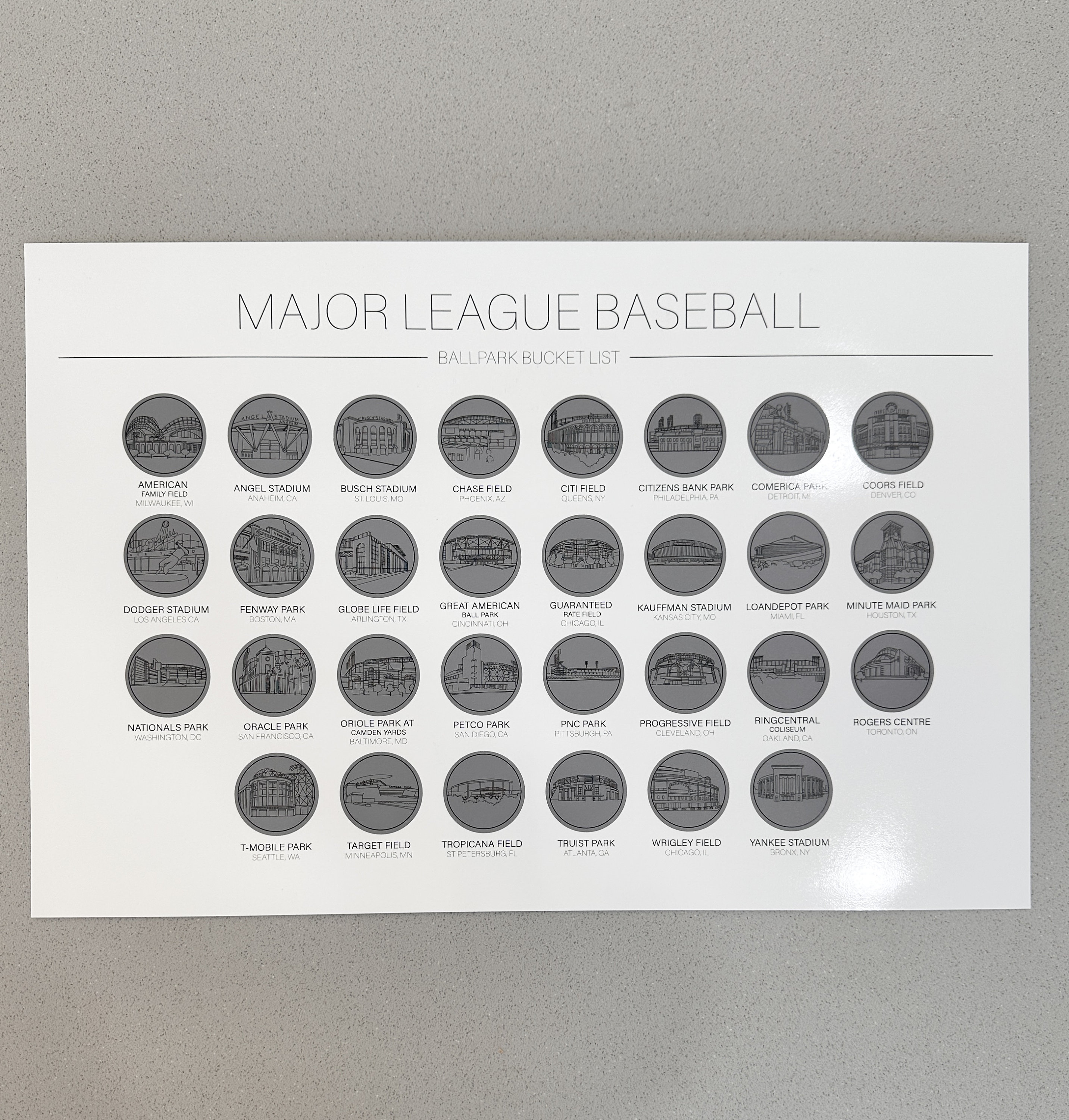 MLB Baseball Bucket List| Ballpark Scratch Off | MLB Poster | Birthday Gift for Him | Father's Day Gift Ideas | Husband Gift | Graduation