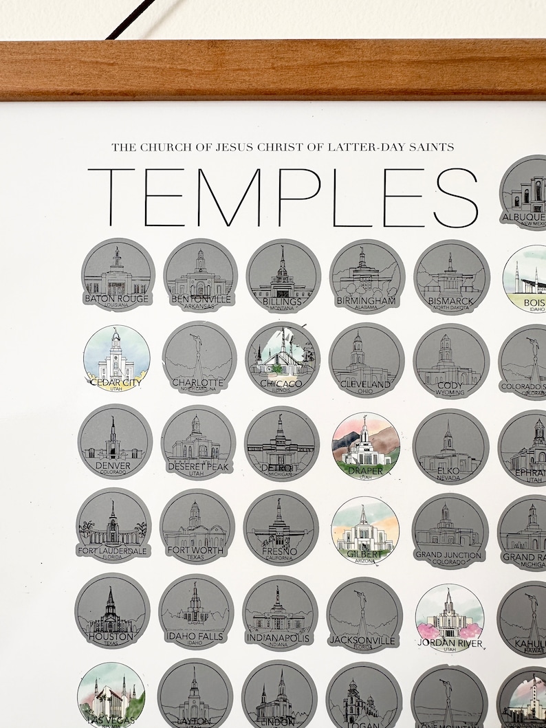 Lista de deseos para rascar del templo SUD – Impresión artística en acuarela (16x20) imagen 4