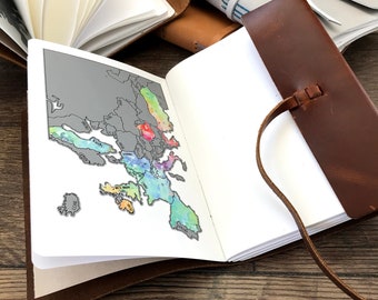 Leather Europe Travel Journal - Scratch Off Journal - Adventure Journal - Gift for Him - Unique Gift for Him - Study Abroad