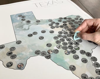 Carte de l'État du Texas à gratter - parcs d'État du Texas - voyages au Texas - décoration d'intérieur au Texas - cadeau de remise des diplômes au Texas - passionné du Texas