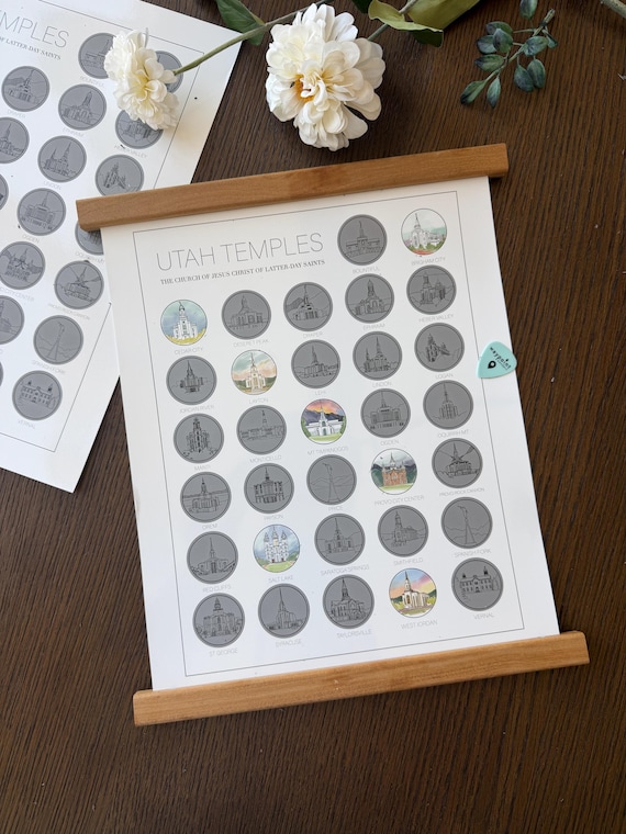 Utah LDS Temple Scratch Off Print | Watercolor Bucket List | Gifts for LDS Moms | Gifts for Young Womens