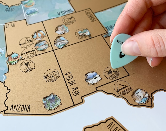 National Park Scratch Off Map | USA Travel Tracker | Gift for Outdoor Lovers | National Park tracker map | Christmas Gift