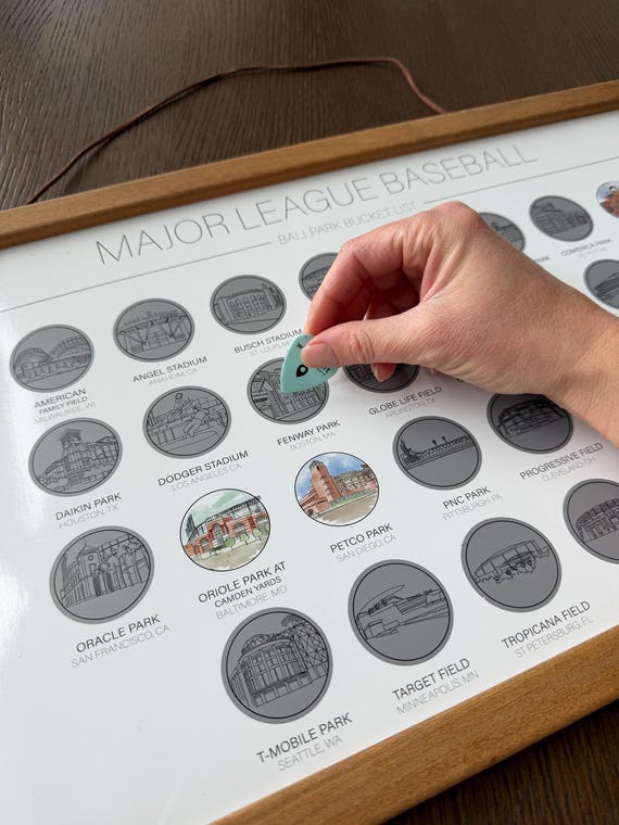 Updated MLB Stadium Scratch-Off Poster | Baseball Fan Gift, US Made