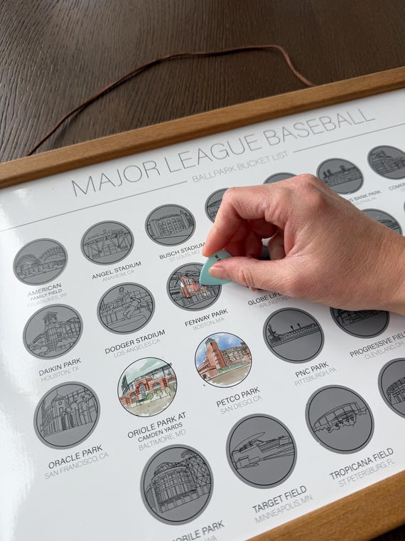 Updated MLB Ballpark Scratch-Off Poster | Baseball Stadium Bucket List