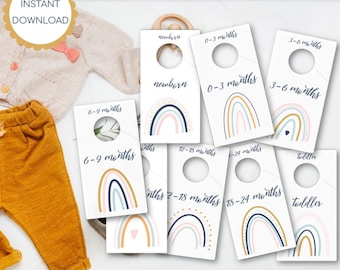 Gender Neutral  wardrobe dividers Printable, Modern Boho Rainbow, Rainbow Baby Nursery Baby Closet organizer, Baby Gift for Boys and Girls