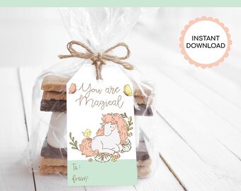 Etichette regalo stampabili a forma di unicorno: bomboniere per bambini (download digitale)