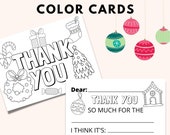 Printable Christmas Thank You Coloring Card for Kids (PDF)