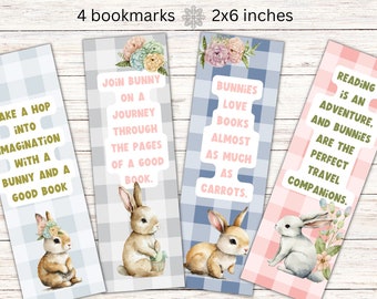 PRINTABLE Bookmarks, Spring Bunny Bookmark download, Easter Bunny Gift for Book Lover, Bunny-themed Bookmarks to Print, DIY Bookmarks