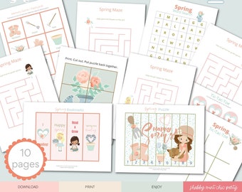 DIGITAL DOWNLOAD - Printable Spring Activity Kit for Kids, Spring Printable Games for Kids,Easter printable activity pages bundle for kids