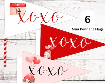 Shabby Chic Valentine's Day Mini Pennant Flag Printables Party Decorations
