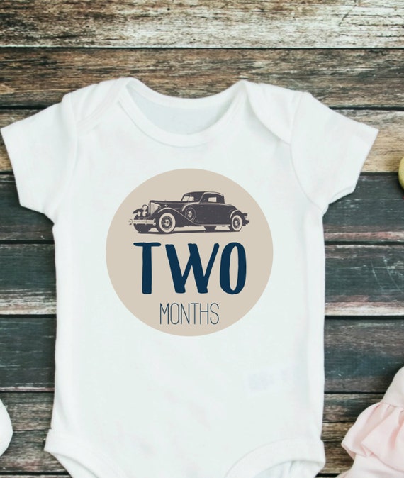 PRINTABLE Vintage cars. Baby Monthly Sticker. Monthly Milestones. Baby Shower Gift.Gift for baby. Baby Gift. Iron-on transfer printable. Il_570xn