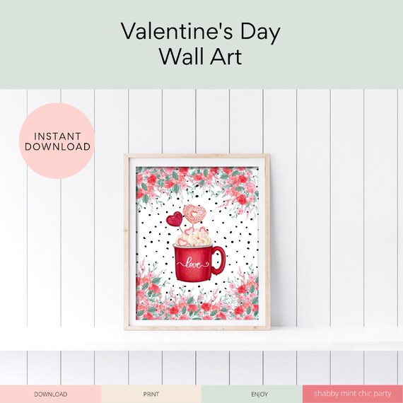 PRINTABLE Valentine's Day Wall Art, Valentine's Day Poster, Vday Home Decoration, Valentine's Day Instant Download Poster Il_570xn