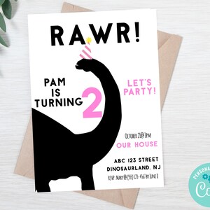 Editable Dinosaur Party Invitation Template, Dino Birthday Party ...