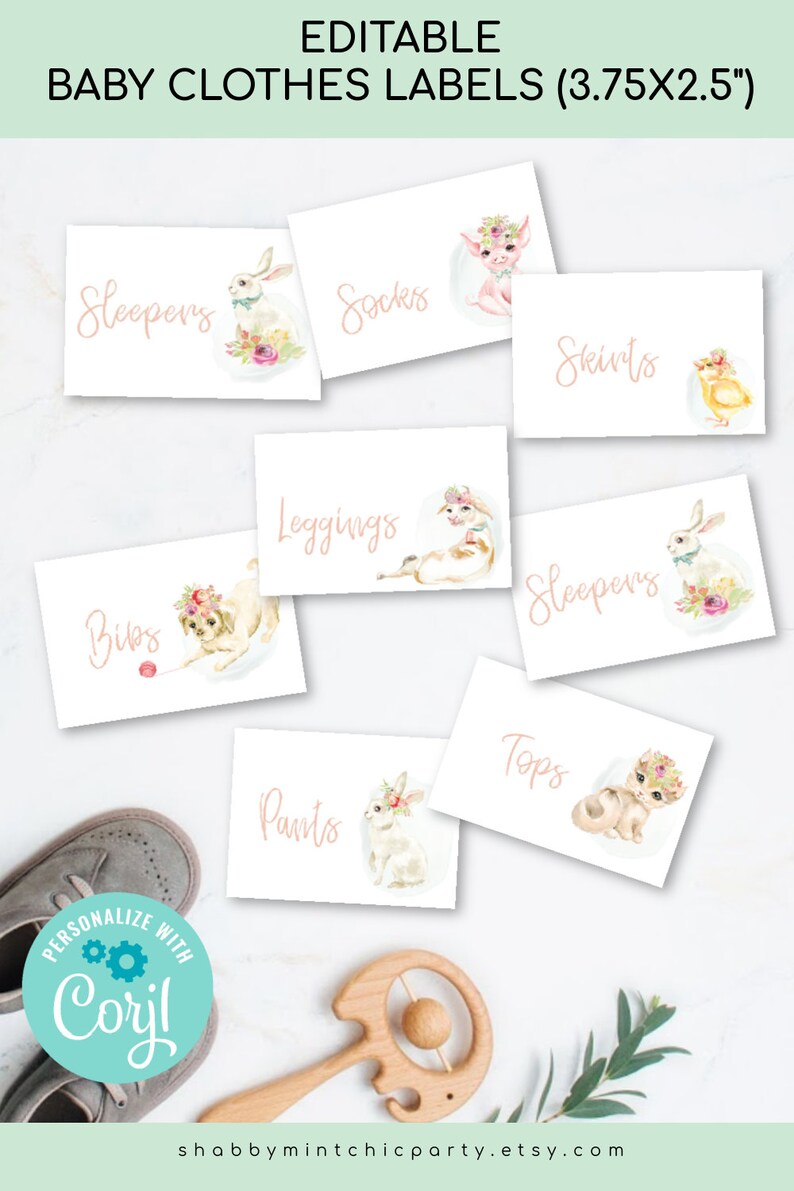 Editable Baby Drawer Label Template Clothes Label With Etsy