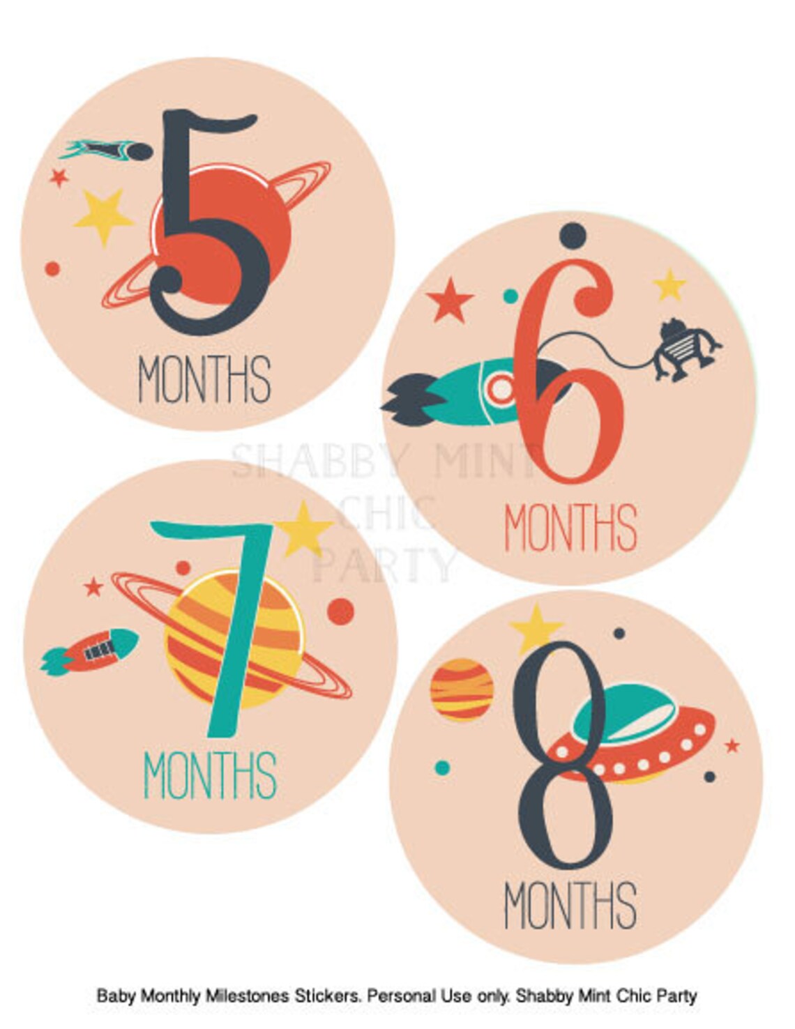 Outer Space Baby Milestone Stickers: Monthly Photo Props (digital ...