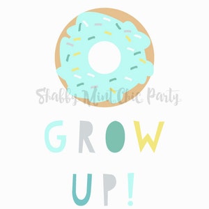 Barnrumstryck med regnbågsfärgade munkar: Donut Grow Up (digital nedladdning) bild 2