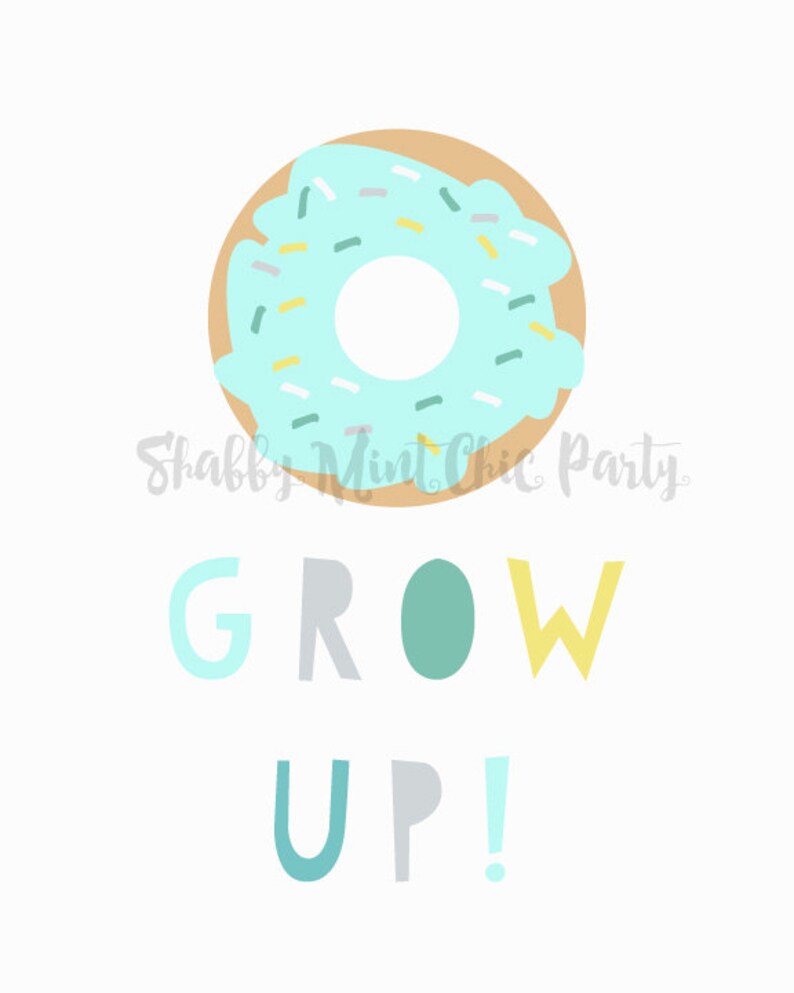Barnrumstryck med regnbågsfärgade munkar: Donut Grow Up (digital nedladdning) bild 2