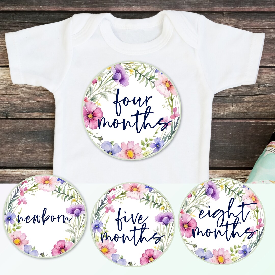 Printable Monthly Baby Stickers With Pastel Flowers. Printable Baby ...