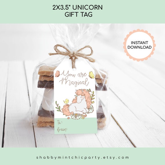 PRINTABLE Unicorn Gift Tags, Unicorn Kids Party Favor Tags, Print It Yourself Tags, Unicorn Themed Tags, Unicorn Thank You Tag Il_570xn