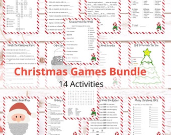 DIGITAL DOWNLOAD - 14 Printable Christmas activity bundle,  Kids and Adults Christmas games, Virtual Xmas, Virtual Party, Office Party