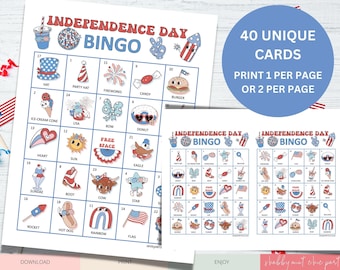 Printable 4th of July  Bingo Game for Independence Day Party