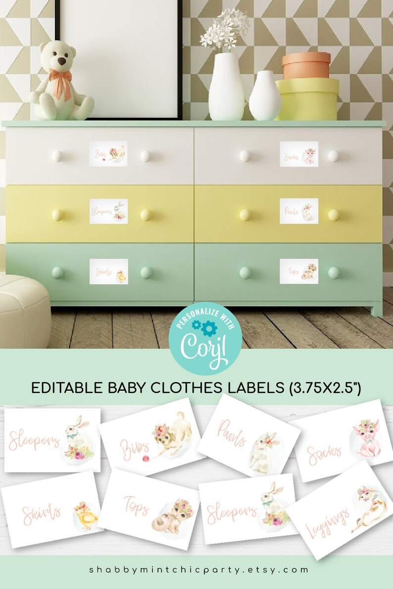 Editable Baby Drawer Label Template Clothes Label With Etsy