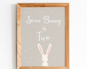 Some Bunny is Two プリント：2歳の誕生日パーティーデコレーション（デジタルダウンロード）