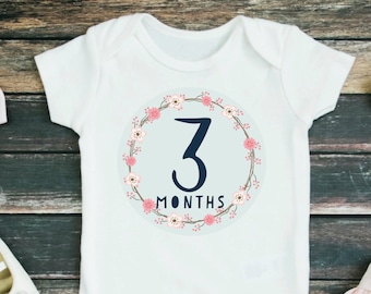 Floral Baby Monthly Milestone Stickers: Photo Props (Printable PDF)