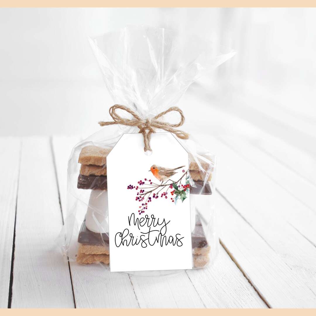 PRINTABLE Christmas Gift Tags , Print Yourself Christmastags, Red Robin