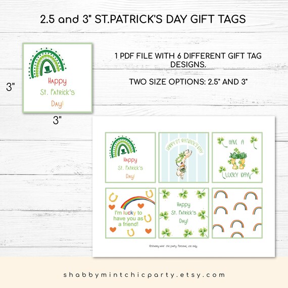 PRINTABLE St Patricks Gift Tags. St. Patrick's Gift Tags. St. Patty Favor Tags. Saint Patrick Gift Tags. St Patrick's Labels. Il_570xn