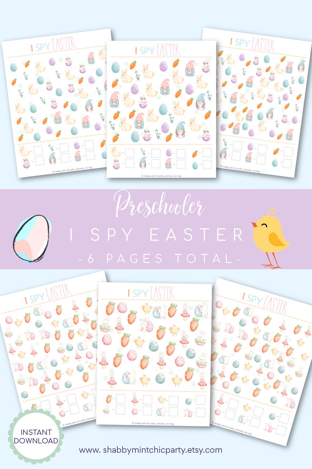 DIGITAL DOWNLOAD - Printable I Spy Easter Activity Kit for Preschooler ...