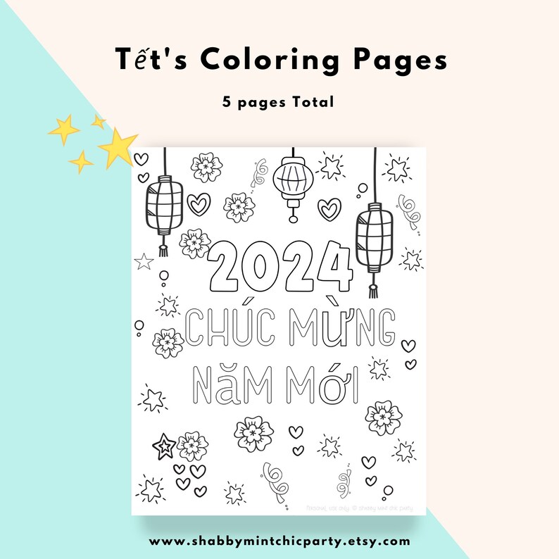 Printable Tết 2024 coloring pages. Year of the Dragon. Vietnamese Lunar New Year. 5 Year of the Dragon Coloring Pages for Kids and Adults image 7