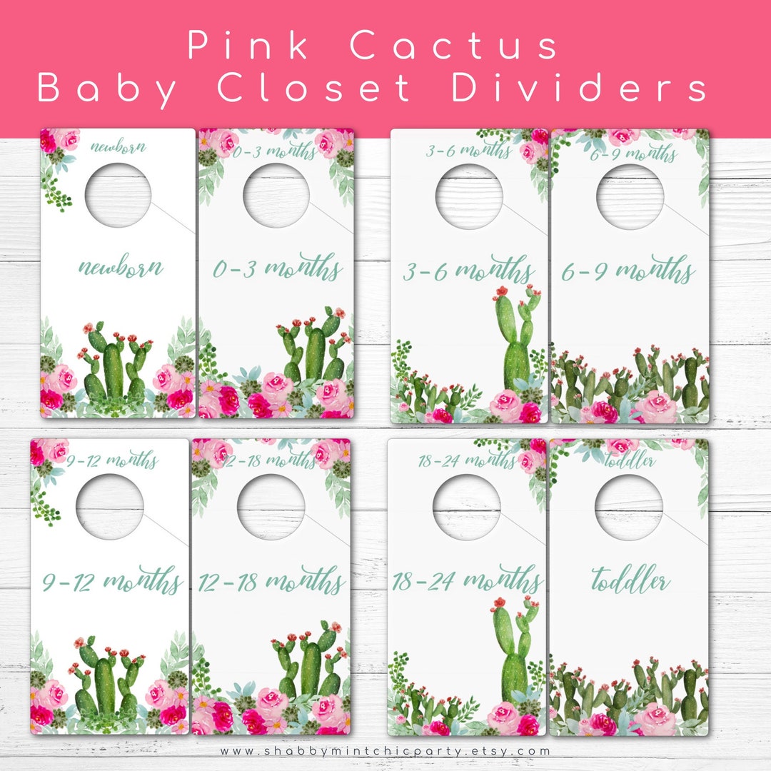 Printable Baby Wardrobe Dividers,pink Cactus Clothes Dividers, Nursery Decor,nursery Baby Closet ...
