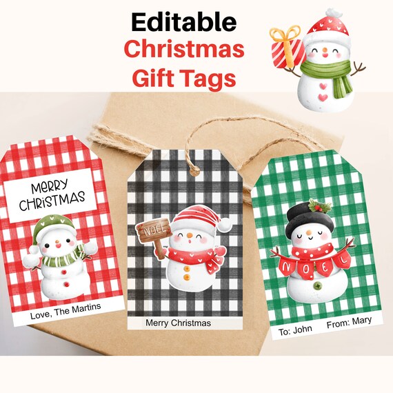 Editable Christmas gift tags. Printable holiday gift tags. Easily fill in in Adobe Acrobat Reader. No sign up. No expiration date. Il_570xn