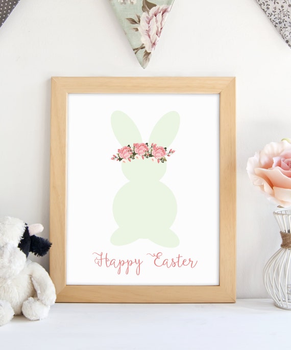 PRINTABLE. Easter print,Easter Bunny Floral Print, Easter Decoration,Spring, Easter Printable, Party decor, Instant Download. Il_570xn