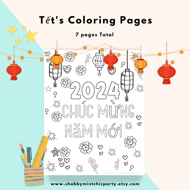 Printable Tết 2024 coloring pages. Year of the Dragon. Vietnamese Lunar New Year. 5 Year of the Dragon Coloring Pages for Kids and Adults image 2