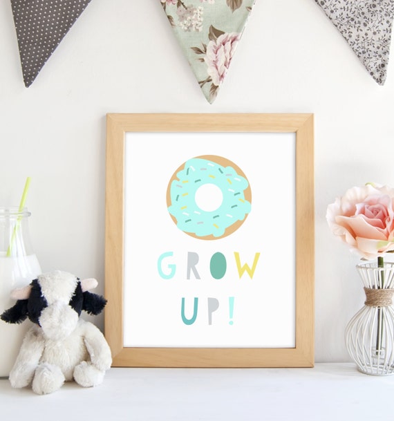Donut Printable. Donut Grow Up. Nursery Print. Nursery Wall Art. Donut Nursery. Donut Party. Gift For Baby. Donut Party. Party Decoration. Il_570xn